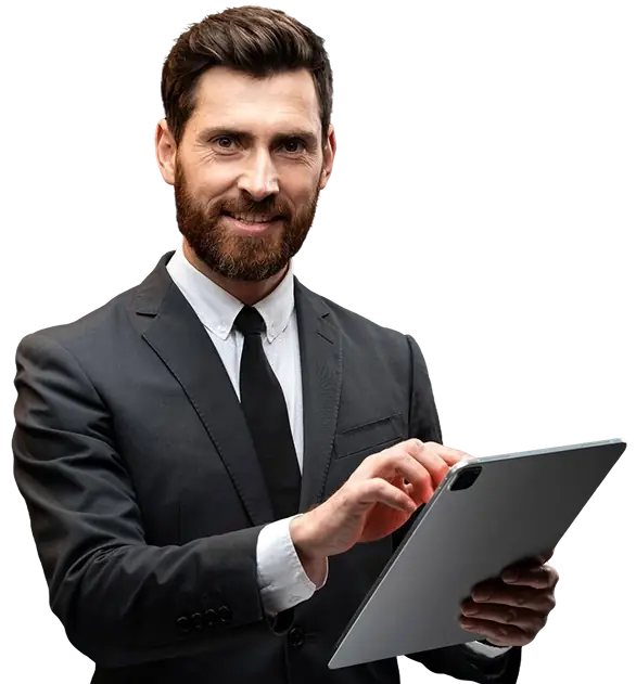 Tablet kullanan iş insanı